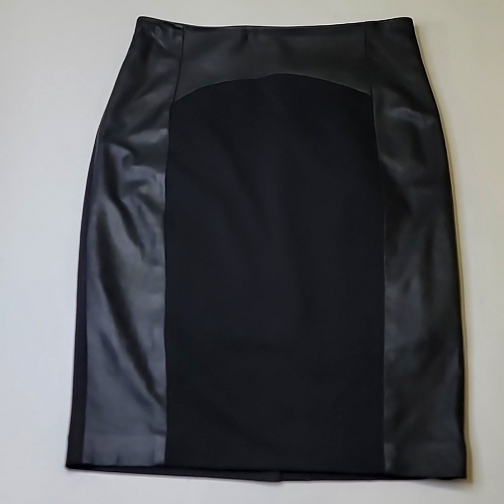 Iris Setlakwe leather/ fabric midi skirt